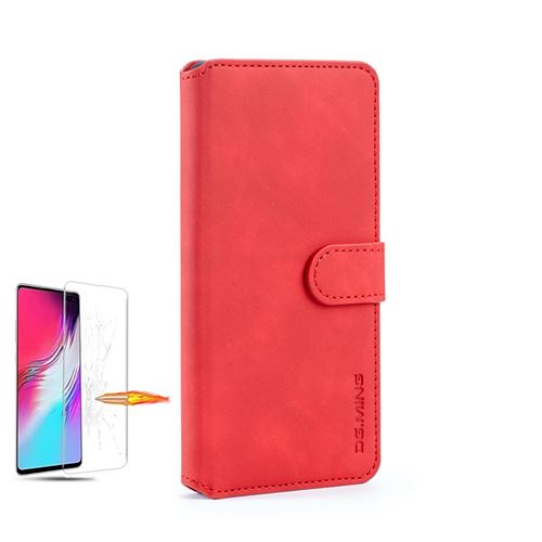 Etui Samsung Galaxy M11 Portefeuille Rouge Smart Stand - 3 Emplacement Cartes Avec Verre trempé