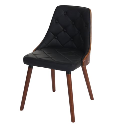 2x chaise de salle à manger Osijek aspect noix, bois cintré similicuir, noir