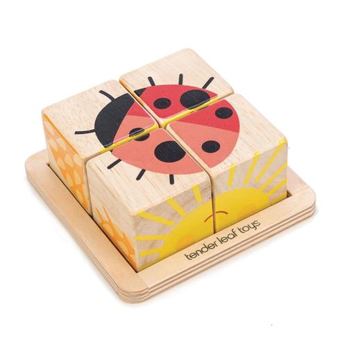 Tender Toys puzzle en bloc Coccinelle en bois junior 10 x 10 cm