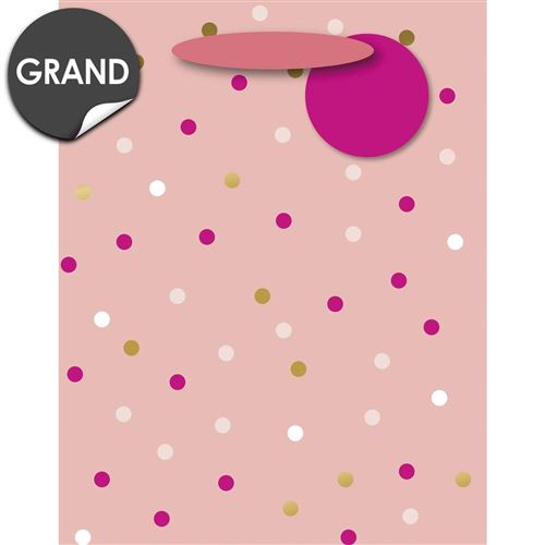Draeger la carterie Sac Cadeau Grand format rose aux Pois roses et or Multicolore