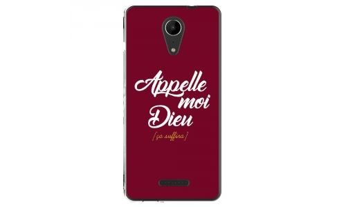 Coque souple pour Wiko Tommy 2 avec impression Motifs Appelle moi Dieu bordeau