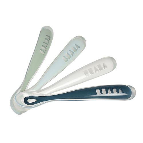 Lot De 4 Cuilleres 1er Repas Beaba En Silicone Rainbow Produits Bebes Fnac