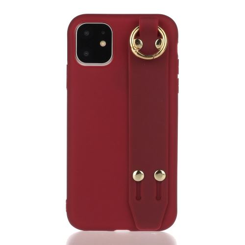 Coque en TPU mat avec support et dragonne rouge pour votre Apple iPhone 11 6.1 pouces