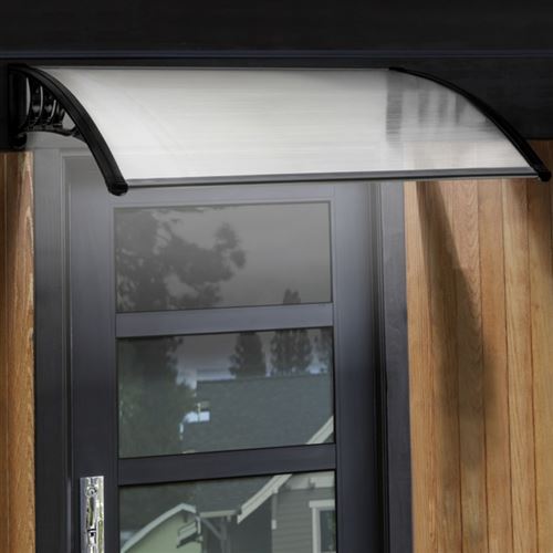 Auvent de porte marquise d'accueil 80 x 120 CM à LED solaire polycarbonate