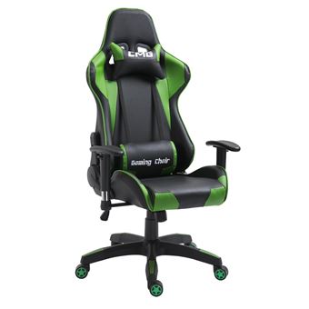 Chaise De Bureau Gaming Revetement Synthetique Noir Et Vert Achat Prix Fnac