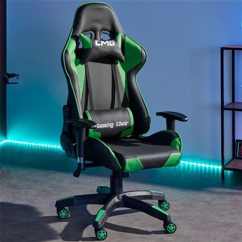 Chaise Synthétique Fauteuil Gamer Bureau Noirvert Gaming Avec ChairRevêtement Ergonomique CoussinsSiège Racer Racing Style De gyb67Yf