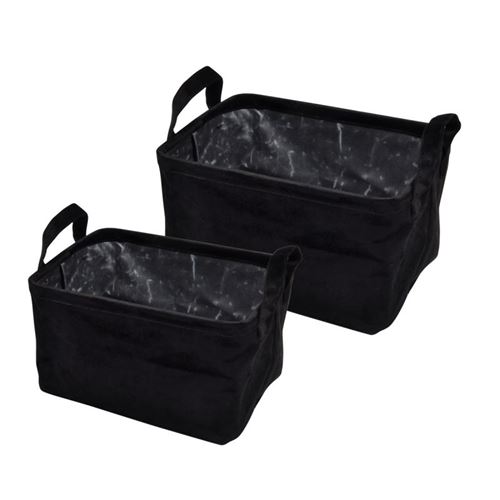 Paris Prix - Lot De 2 Panières Rectangles velvet 32cm Noir