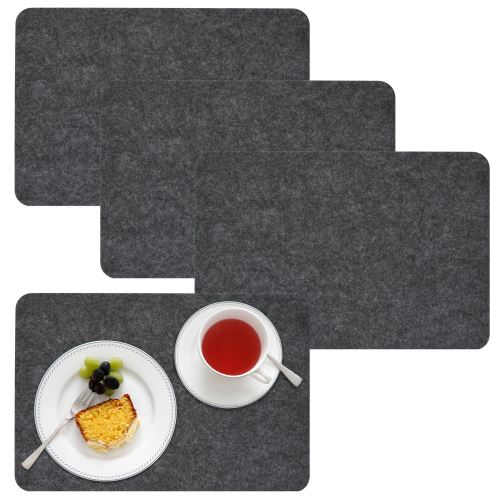 DuneDesign Set de Table en feutre artificiel 43x30x0,5cm ensemble de 4 pcs Gris