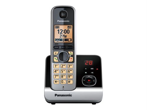 Panasonic KX-TG6721GS - Téléphone sans fil - système de répondeur avec ID d'appelant - DECT - perle argent