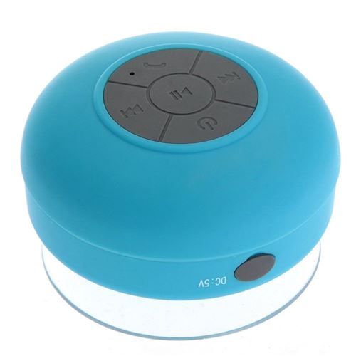 Generique Bleu Enceinte Portable Bluetooth Ronde Kit Main Libre Ventouse Waterproof Douche Yonis - Image 3