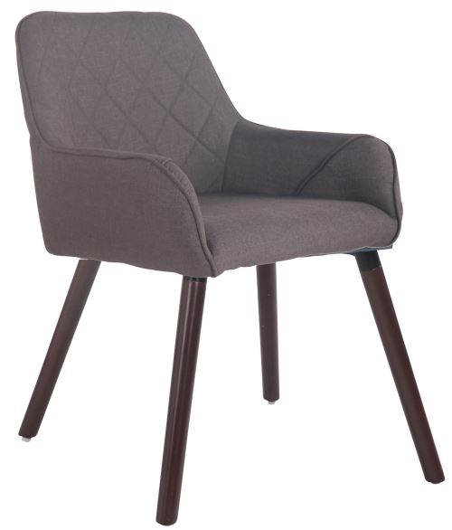 Chaise de salle à manger Wellington Tissu avec Piètement en bois de chêne Noyer - Assise Gris foncé