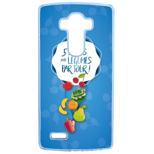 Coque 5 Fruits Et Legumes Fond Bleu Compatible Lg G4 Transparent