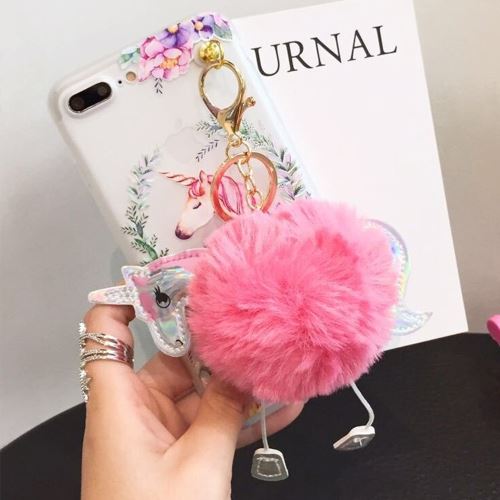 iPhone 8 Plus Coque Protection TPU Licorne pompom Rose ALS54112