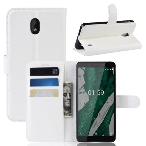 Etui en PU magnétique avec support blanc pour votre Nokia 1 Plus