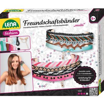 Lena ensemble bracelet amitié filles 20 cm coton rose / bleu - 1