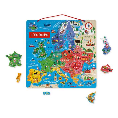 Puzzle Janod Carte d'Europe Magnétique 40 pièces en bois