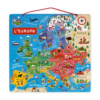 Puzzle Janod Carte d'Europe Magnétique 40 pièces en bois