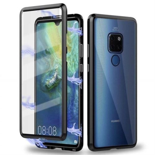 Coque Huawei Mate 20 X 5G,2 en 1 Coque d'adsorption Magnétique avec Protection en Verre Trempé - Métal Coque,Noir