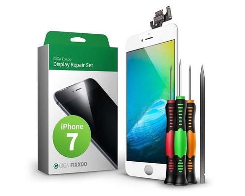 GIGA Fixxoo iPhone 7 Remplacement d'écran Kit Complet LCD Blanc; avec vitre d'écran Tactile Rétina, Caméra et Capteur de Proximité