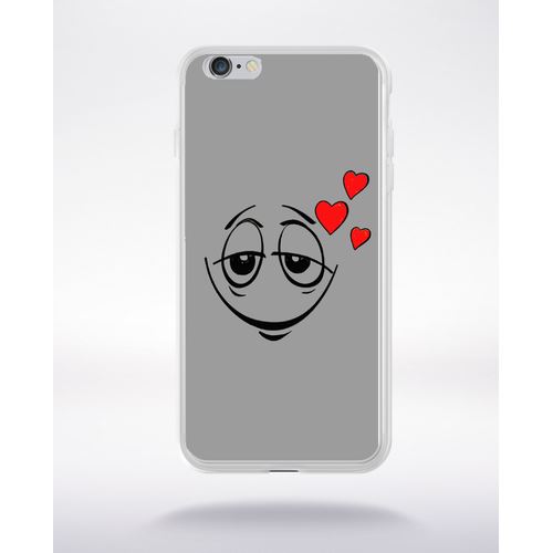 Coque Smiley Amoureux Fond Gris Compatible Iphone 6 Transparent