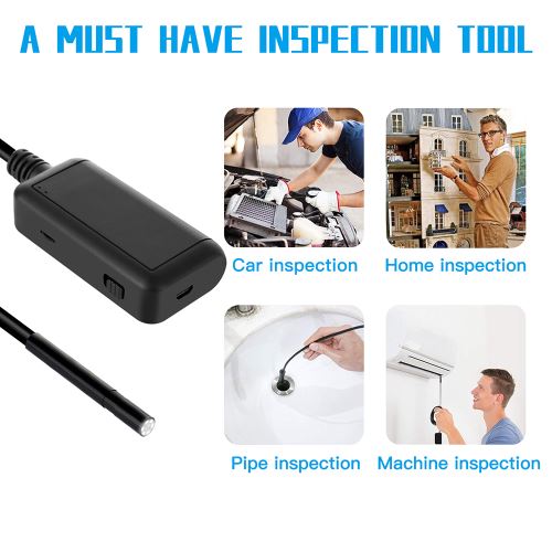 KKmoon F220 5.5mm Endoscope Industriel Cam/éra dinspection dendoscope WiFi Int/égr/é 6 LEDs IP67 Imperm/éable pour iOS//Smartphones Android 10 M/ètre WiFi Endoscope