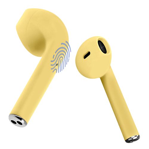 Écouteurs Sans Fil Bluetooth 5.0 Commande Tactile Boîtier De Rangement Jaune