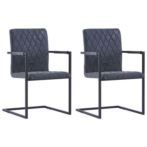 vidaXL Chaises de salle à manger 2 pcs Cantilever Noir Similicuir