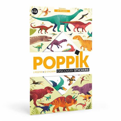Poppik Multicolore Poster Stickers Découverte Des Dinosaures