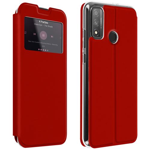 Housse pour Huawei P smart 2020 Fenêtre d'Affichage Porte-carte Support Vidéo rouge