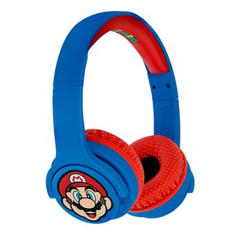Super Mario - Écouteurs avec micro - circum-aural - Bluetooth - sans fil - bleu, rouge