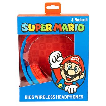 Super Mario - Écouteurs avec micro - circum-aural - Bluetooth - sans fil - bleu, rouge
