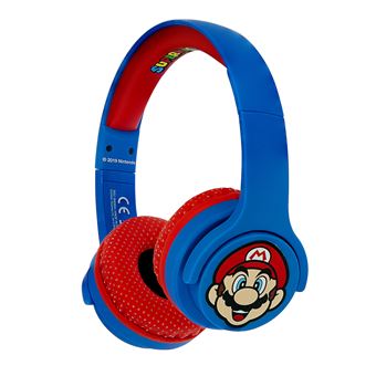 Super Mario - Écouteurs avec micro - circum-aural - Bluetooth - sans fil - bleu, rouge