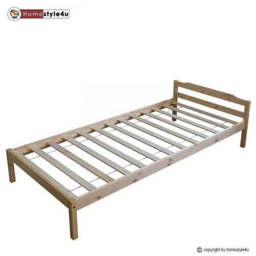Lit Simple Naturel Verni 90x200
