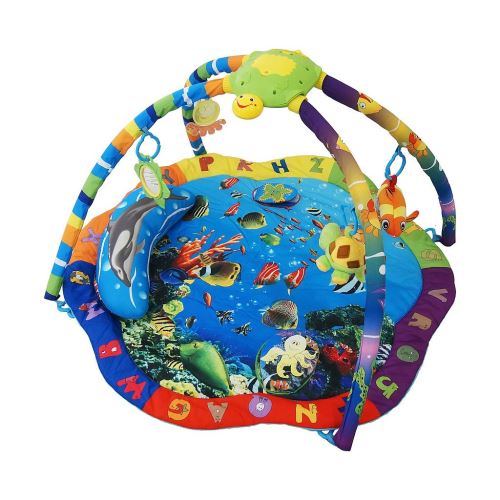 Todeco - Tapis de Jeux pour Bébé, Tapis d'Éveil pour Enfants, Motif marin, Dimensions: 87x87x48cm