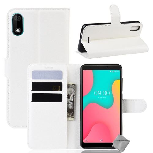 Housse etui coque pochette portefeuille pour Wiko Y60 avec verre trempe - BLANC
