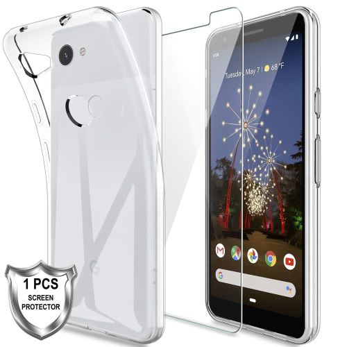 Housse shell voor Google Pixel 3a met geharde glazen schermbeschermer