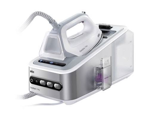 Braun CareStyle 7 Pro IS 7155 WH - Centrale vapeur avec fermeture automatique - semelle : Eloxal 3D Plus - 2400 Watt - argent/blanc/violet
