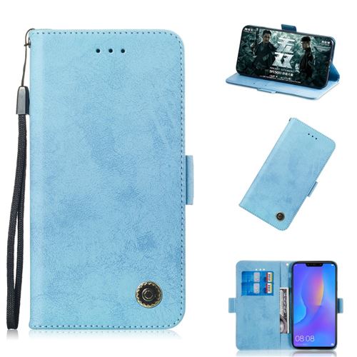 Etui en PU style rétro bleu clair pour votre Huawei P Smart Plus/Nova 3i
