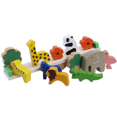 Équilibre Stacked animaux en bois Jouets bébés Apprentissage Préscolaire Jeux Parenting Pealer2529