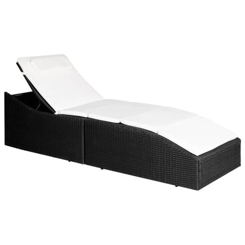 Vidaxl Marron Chaise Longue Avec Coussin Résine Tressée Noir