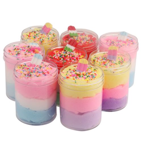 8Pcs Ice Cream Fluffy Nuage Slime parfumée Stress Relief boue Jouet 120ML Pealer8117
