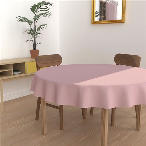 Nappe anti-tâches ronde 180 cm ALIX rose par Soleil d'ocre
