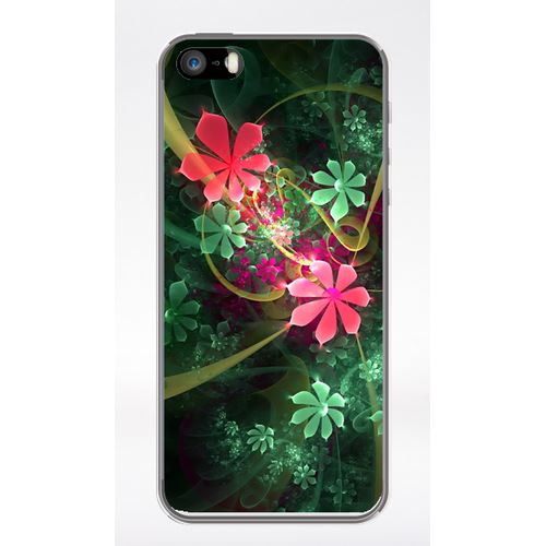 Coque Abstrait Fleur Verte Compatible Iphone 5 Transparent