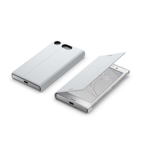 Sony Style Cover Stand SCSG60 - Flip cover voor mobiele telefoon - polycarbonaat, polyurethaan leer - wit - voor Sony XPERIA XZ1 Compact