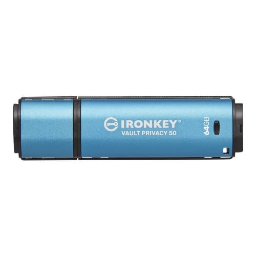 Clé USB Kingston IronKey Vault Privacy 50 IKVP50 64Go 250Mo/s USB 3.2 Bleu