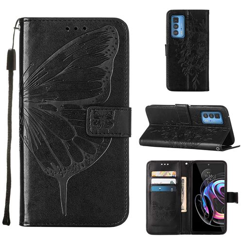 MPFRANCE Housse pour Motorola Moto Edge 20 Pro Noir [Papillon V3]