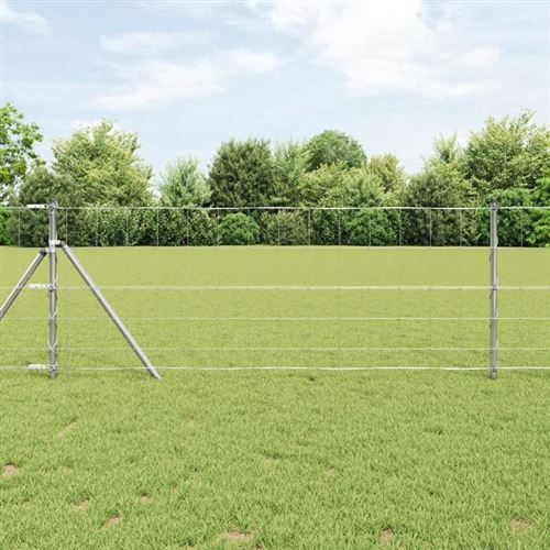 Vidaxl Argent Clôture De Prairie 25 X 0,8 M Acier Galvanisé É - Image 3
