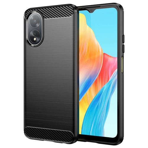 Coque pour Oppo A18 / A38 - housse etui silicone gel carbone + verre trempe - NOIR - htdmobiles