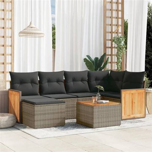 vidaXL - Salon de Jardin - 7 Pièces - Gris - Image 2