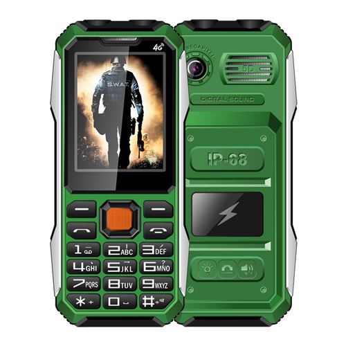 Téléphone Incassable Fm Bluethooth Double Sim 2.4 Pouces Vert YONIS